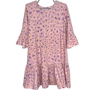 EGG New York Girls Pink Purple Drop Waist Modal Leopard Dress Size 8